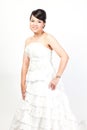 Beautiful bride asian on white background.