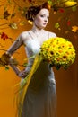 Beautiful bride with a bouquet of flowers Royalty Free Stock Photo