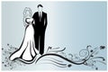 Beautiful bride and groom bridal shower wedding symbol invitation card vector image design Royalty Free Stock Photo