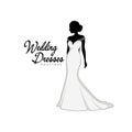 Beautiful Bride with Brocade Gown, Bridal Boutique Logo, Bridal Gown Logo Vector Design Royalty Free Stock Photo