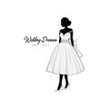 Beautiful Bride Brocade Short Gown with Ribbon, Bridal Boutique Logo, Bridal Gown Logo Vector Design