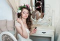 Beautiful bride brunette with makeup