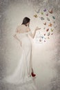 Beautiful bride with butterflies Royalty Free Stock Photo