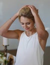 Beautiful Bride Fixing Her Hair