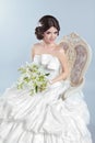 Beautiful bride girl wearing in wedding dress with voluminous sk Royalty Free Stock Photo