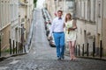 Beautiful bride and groom walking in Paris Royalty Free Stock Photo