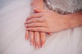 Beautiful bride hands with manicure