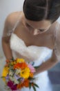 Beautiful Bride holding flowers Royalty Free Stock Photo