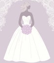 Beautiful bride holding a rose bouquet, vector illustration Royalty Free Stock Photo