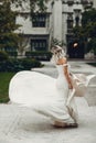 Beautiful bride in a park Royalty Free Stock Photo