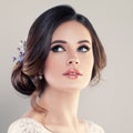 Beautiful Bride with Makeup and Bridal Hairstyle Royalty Free Stock Photo