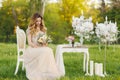 Beautiful bride outdoors in a wedding dress Royalty Free Stock Photo