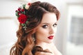 Beautiful bride portrait with bright make-up Royalty Free Stock Photo