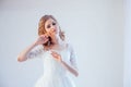 Beautiful bride posing hairstyle and dress wedding Royalty Free Stock Photo