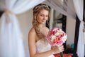 Beautiful bride smile and looking feeling so happiness in wedding day