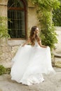 Beautiful bride walking at wedding day, woman in wedding dress o Royalty Free Stock Photo