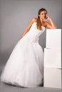 Beautiful bride wearing wedding dress in studio Royalty Free Stock Photo