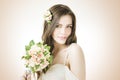 Beautiful bride with wedding bouquet