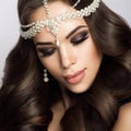 Beautiful bride with wedding makeup and hairstyle