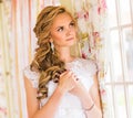 Beautiful bride in white wedding dress