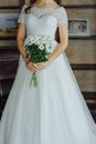 Beautiful bride in white wedding dress