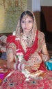 Beautiful Bride worshiping in An Indian Hindu wedding procession, Traditional Wedding Ceremony. Royalty Free Stock Photo