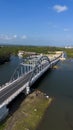 Beautiful bridge in coast java island, pangandaran, west java from beautiful drone photo Royalty Free Stock Photo