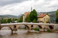 Beautiful Sarajevo Latin Bridge or Princip Bridge Archduke`s Assassination Bridge Royalty Free Stock Photo