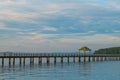 Beautiful bridge in the sea in the sunset is a natural relaxing. Royalty Free Stock Photo