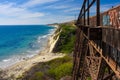 Beautiful bridge structure by a small beach of Santa Barabara, California