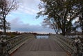 The beautiful bridges in the park complete the magnificent landscape of nature Royalty Free Stock Photo