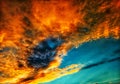 A beautiful bright colorful artistic sunset sky with colorful clouds