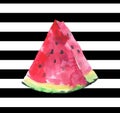 Beautiful bright delicious tasty chocolate dessert colorful yummy ripe juicy summer autumn slice of watermelon on black lines back