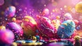 Beautiful bright Easter eggs. selective focus. Royalty Free Stock Photo