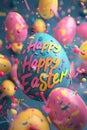 Beautiful bright Easter eggs. selective focus. Royalty Free Stock Photo