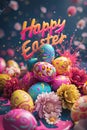 Beautiful bright Easter eggs. selective focus. Royalty Free Stock Photo