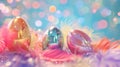 Beautiful bright Easter eggs. selective focus. Royalty Free Stock Photo