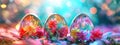 Beautiful bright Easter eggs. selective focus. Royalty Free Stock Photo