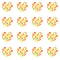 Beautiful bright heart of mandarines oranges lemons grapefruits pattern