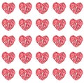 Beautiful bright heart of red hot chili peppers pattern watercolor