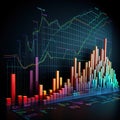 Beautiful bright illustration of financial graphs and charts. Stock market. Royalty Free Stock Photo