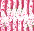 Beautiful bright juicy tasty mexican pattern of red hot chili peppers with spray and blots watercolor