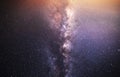 Beautiful bright milky way galaxy on the dark sttary sky. Space, astronomical background