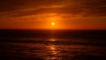 Beautiful bright orange sunset sky over the Playas de Rosarito, Mexico