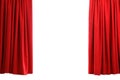 Beautiful bright red curtains isolated on white Royalty Free Stock Photo