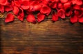 Beautiful bright red rose petals, romantic gesture, background. Happy valentines day oliday sales concept Royalty Free Stock Photo