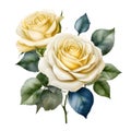 A beautiful, bright rose painting. AI-Generated.