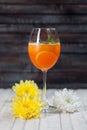 Beautiful, bright spring-summer cocktails made from freshly squeezed fruits and vegetables, on a loft background Royalty Free Stock Photo