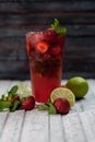 Beautiful, bright spring-summer cocktails made from freshly squeezed fruits and vegetables, on a loft background Royalty Free Stock Photo