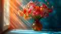 Beautiful bright still life with red flowers